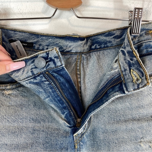 R13 Double Classic Shredded Jeans Leyton Blue Size 25 - Picture 13 of 14